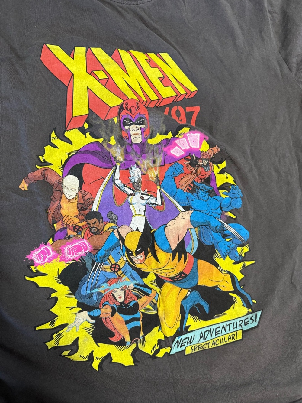 Tommy Hilfiger Black Graphic X-Men Short Sleeve Tee with Yellow & Purple Print